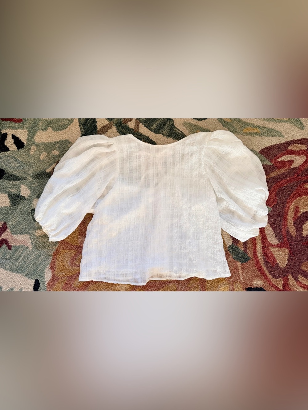 Astr White Textured Puff Sleeve Blouse